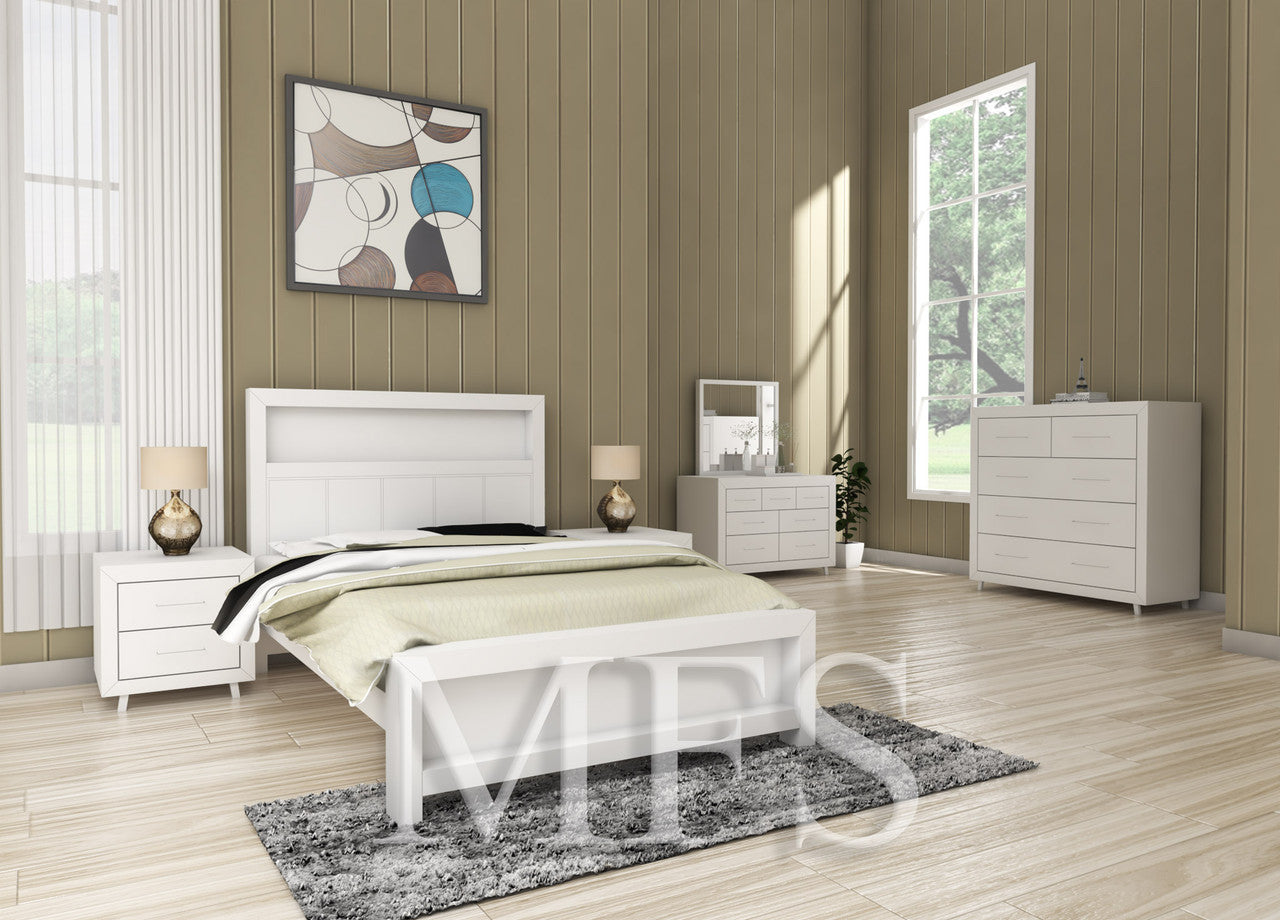 CARNIVAL (AUSSIE MADE) KING 3 PIECE (BEDSIDE) BEDROOM SUITE WITH BOOKEND BED - TASSIE OAK COMBINATION - ASSORTED COLOURS