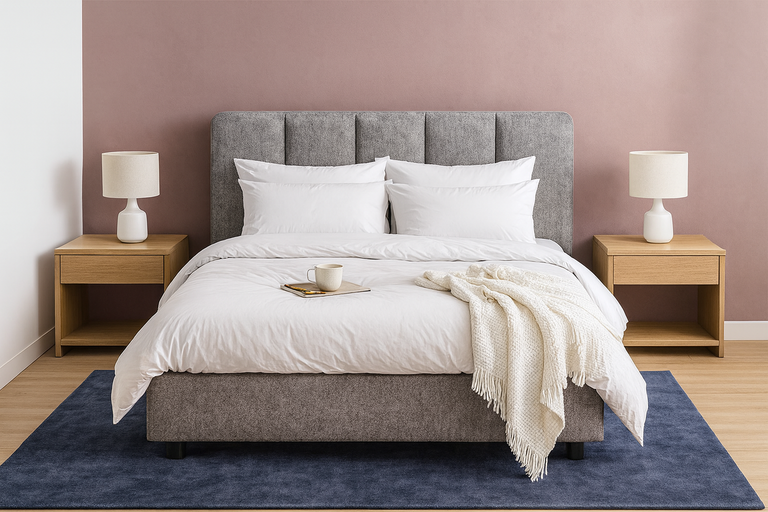 ACCLAIM (AUSSIE MADE) CURVED UPHOLSTERED BEDROOM COLLECTION – ASSORTED FABRICS & COLOURS - STARTING FROM $999