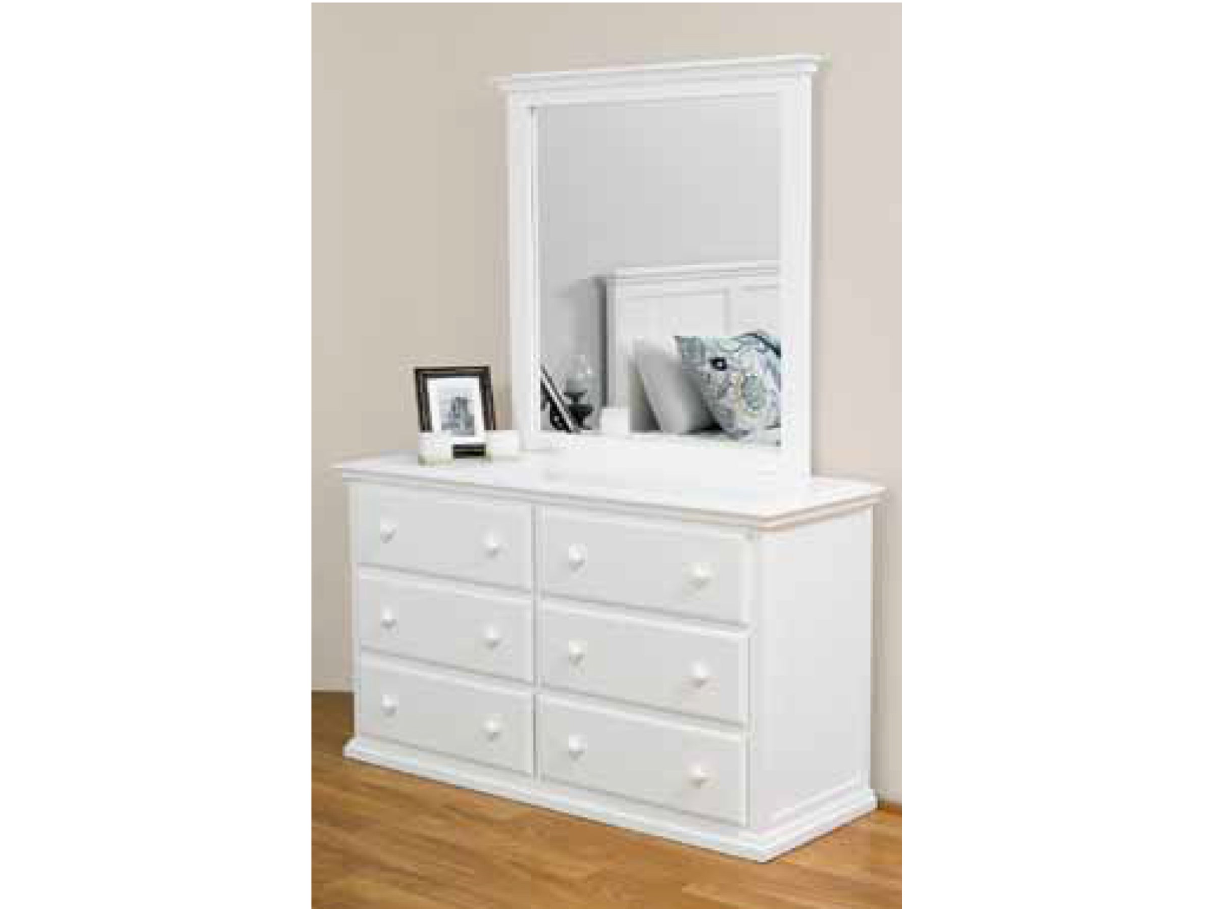 ANNISTON (AUSSIE MADE) 6 DRAWER DRESSING TABLE WITH MIRROR - 1350(W) - ASSORTED PAINTED COLOURS