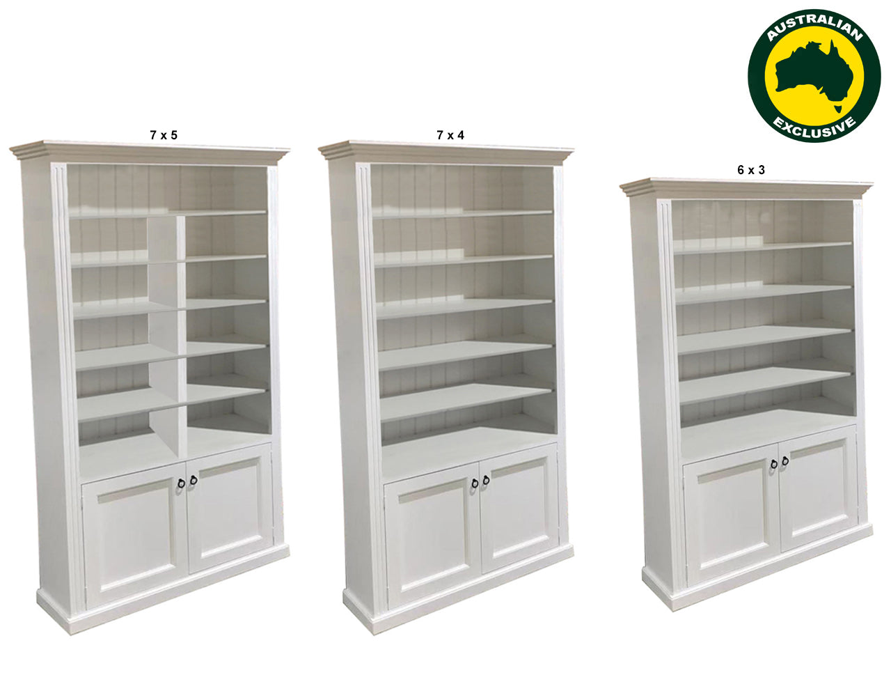 BAYSIDE (AUSSIE MADE) 2 DOOR HIGHLINE BOOKCASE COLLECTION - ASSORTED PAINTED COLOURS - STARTING FROM $1299