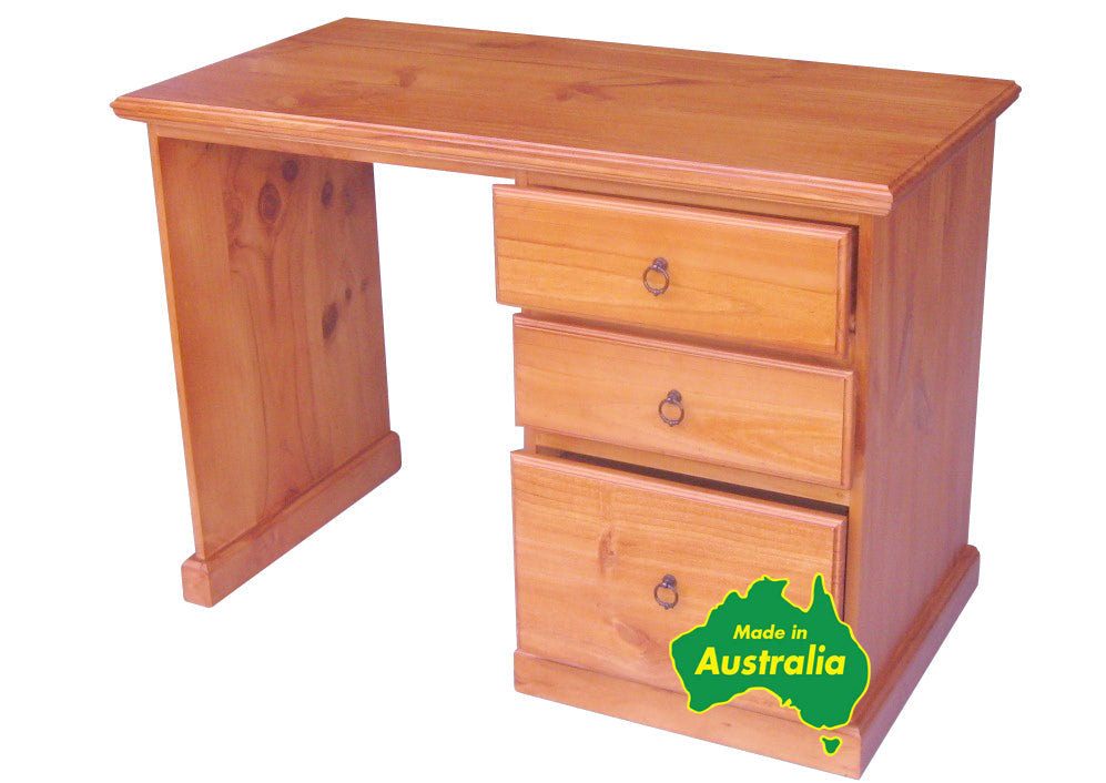 SINGLETON (AUSSIE MADE) 3 DRAWER THICK TOP DESK (4x2) WITH FILE DRAWER - 1200(W) X 600(D) - ASSORTED COLOURS