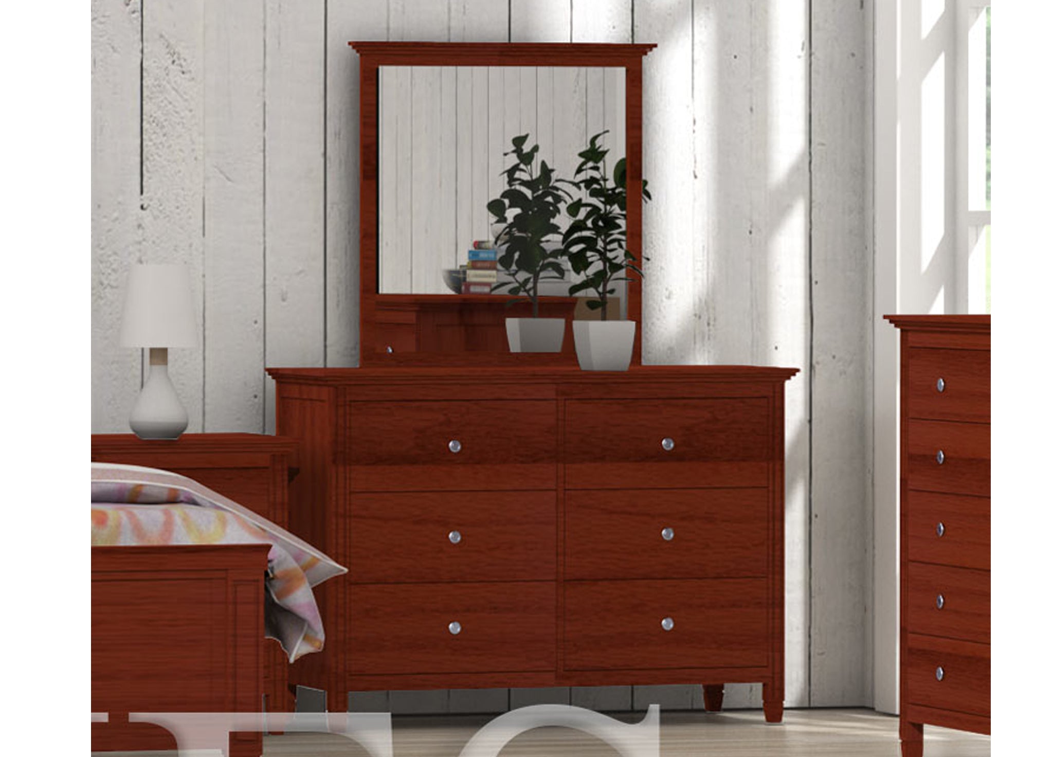 WINSLOW (CUSTOM MADE) 6 DRAWER DRESSING TABLE WITH MIRROR - ASSORTED COLOURS