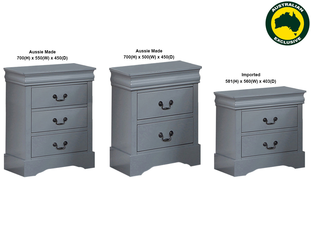 SPINNAKER HYBRID (AUSSIE MADE / IMPORTED) BEDSIDE TABLE COLLECTION - ASSORTED PAINTED COLOURS - STARTING FROM $299