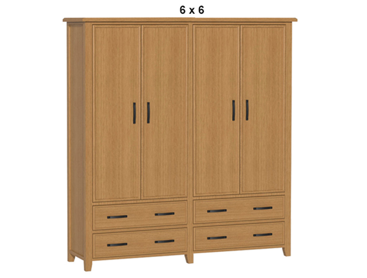 SYDNEYSIDE (AUSSIE MADE) 4 DOOR / 4 DRAWER WARDROBE ALL HANGING PIGEON PAIRED (3 SECTION) COLLECTION  - TASSIE OAK COMBINATION - ASSORTED COLOURS - STARTING FROM $3199