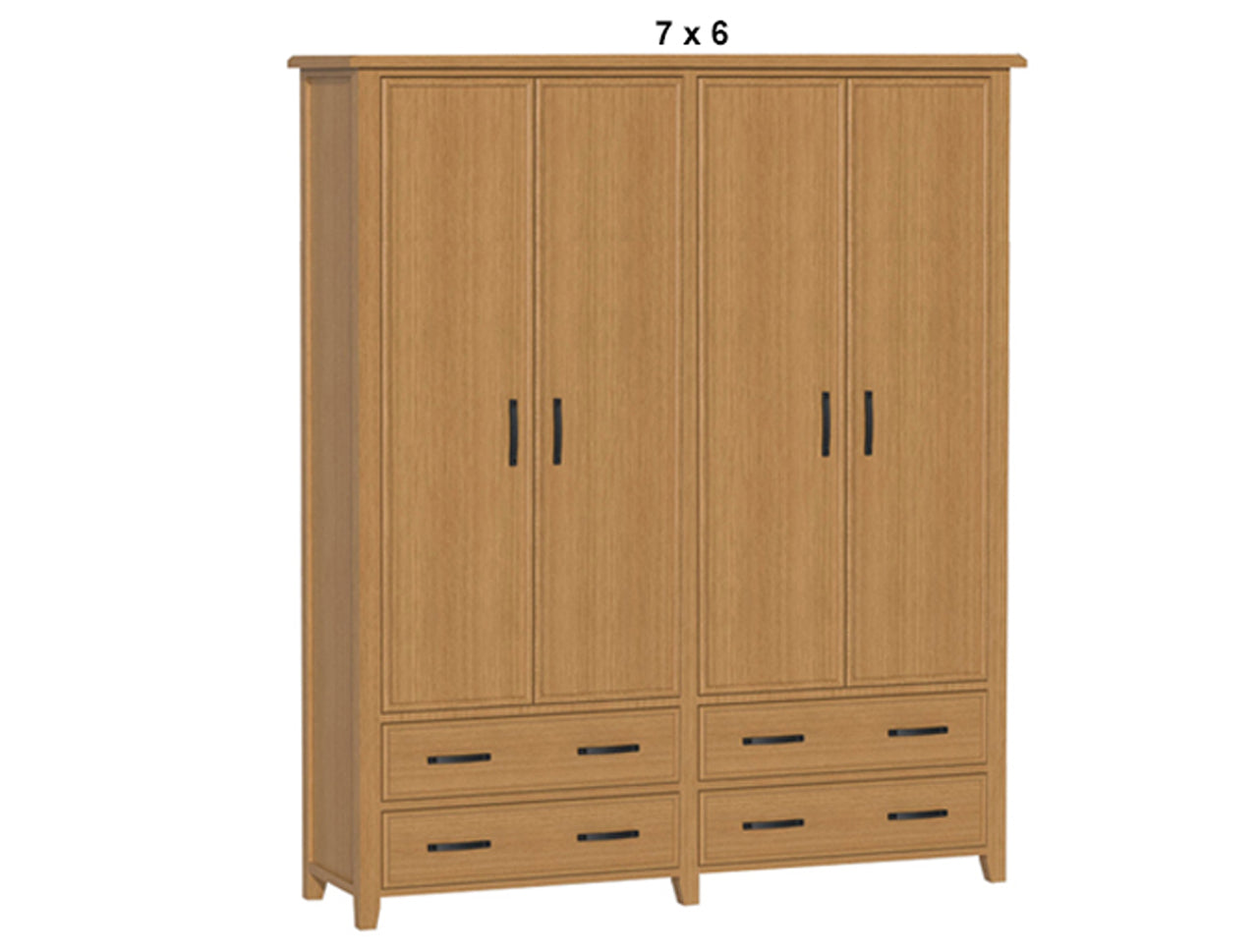 SYDNEYSIDE (AUSSIE MADE) 4 DOOR / 4 DRAWER WARDROBE ALL HANGING PIGEON PAIRED  COLLECTION - TASSIE OAK COMBINATION - ASSORTED STAINED COLOURS - STARTING FROM $3199