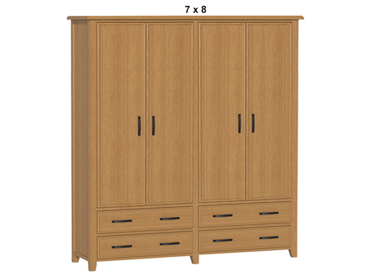 SYDNEYSIDE (AUSSIE MADE) 4 DOOR / 4 DRAWER WARDROBE ALL HANGING PIGEON PAIRED  COLLECTION - TASSIE OAK COMBINATION - ASSORTED STAINED COLOURS - STARTING FROM $3199