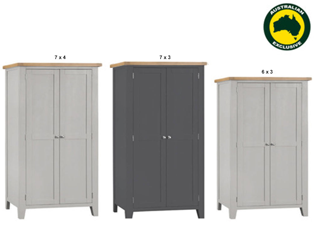 SPENCER (AUSSIE MADE) FULL HANGING WARDROBE COLLECTION - TASSIE OAK COMBINATION - ASSORTED STAINED COLOURS - STARTING FROM $1699