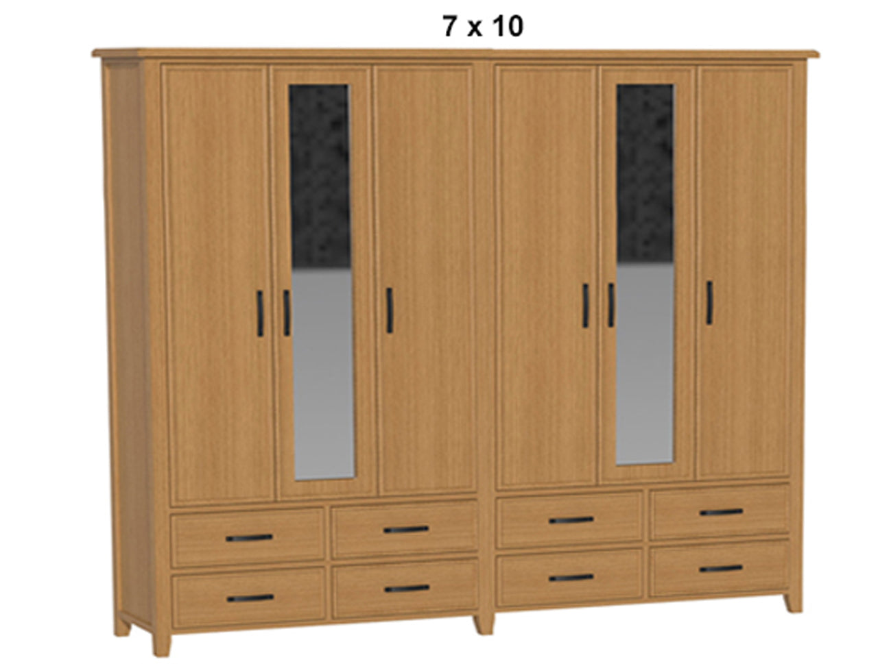 SYDNEYSIDE (AUSSIE MADE) 6 DOOR / 8 DRAWER MIRROR ROBE - (3 SECTION) PIGEON PAIRED COLLECTION - ASSORTED STAINED COLOURS - STARTING FROM $2599