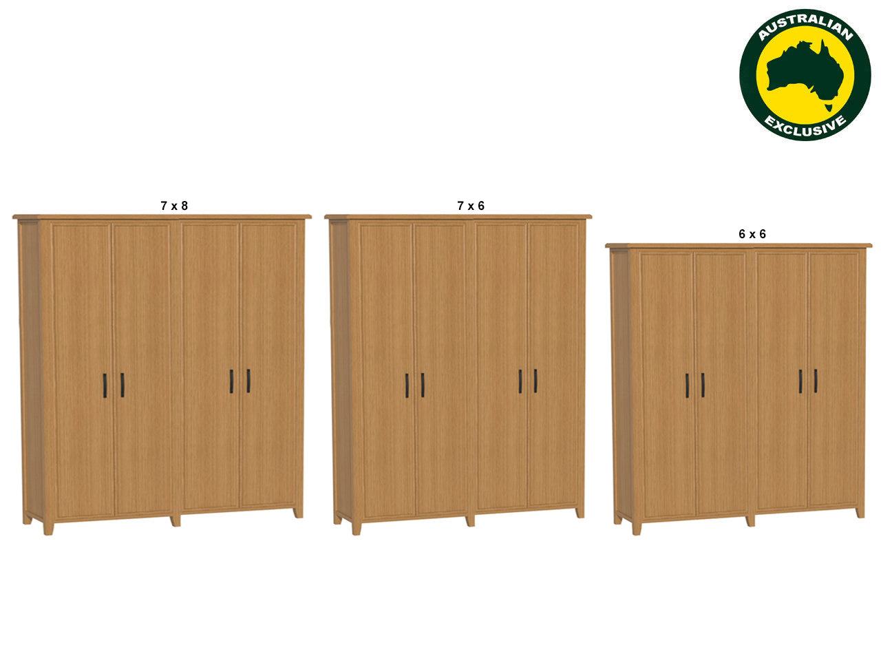 SYDNEYSIDE (AUSSIE MADE) PANTRY WITH PICTURE FRAME PIGEON PAIRED (3 SECTIONS) COLLECTION - TASSIE OAK COMBINATION - ASSORTED STAINED COLOURS - STARTING FROM $2999