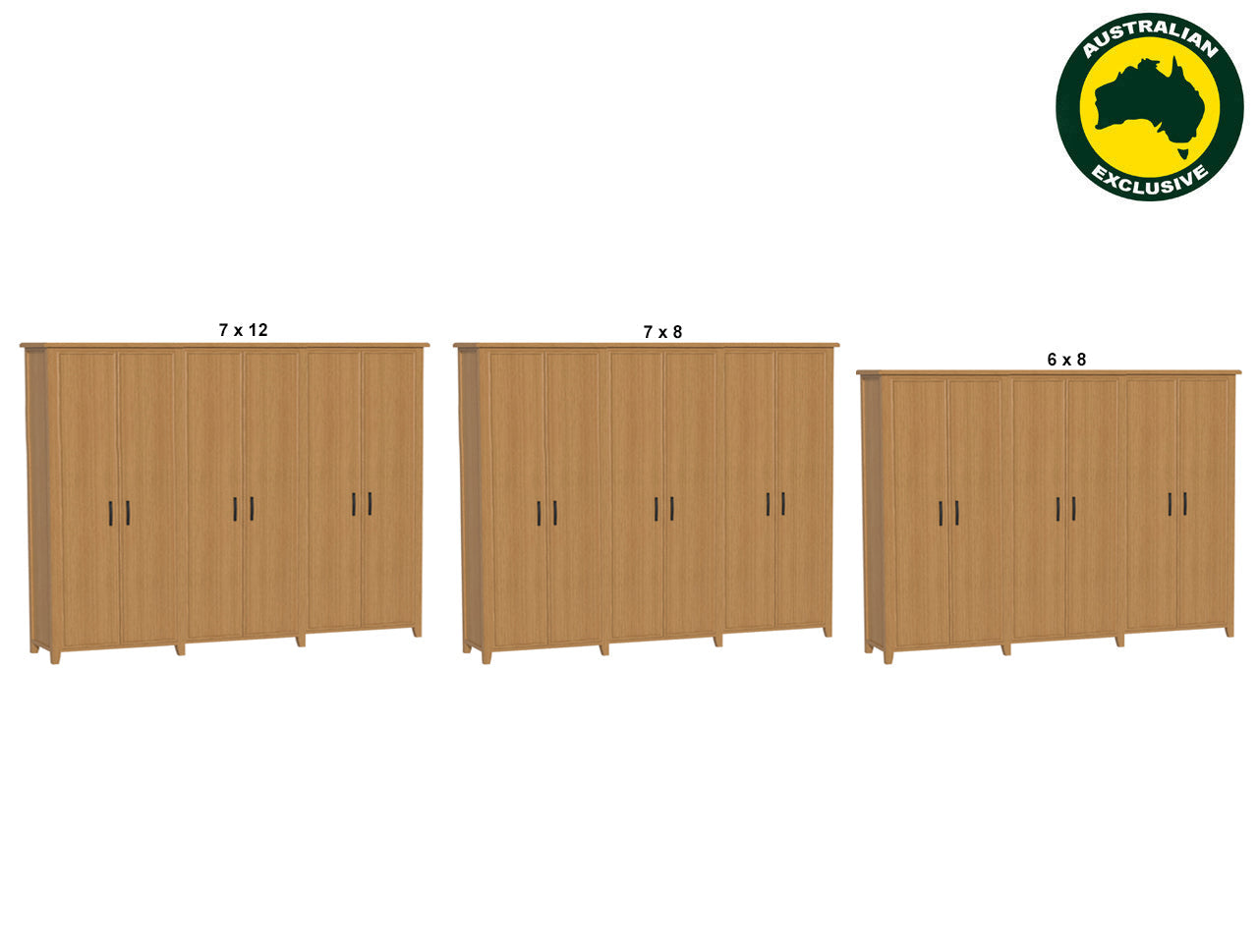 SYDNEYSIDE (AUSSIE MADE) PANTRY WITH PICTURE FRAME TRIPLE PIGEON PAIRED (3 SECTIONS) COLLECTION - TASSIE OAK COMBINATION - ASSORTED STAINED COLOURS - STARTING FROM $2999