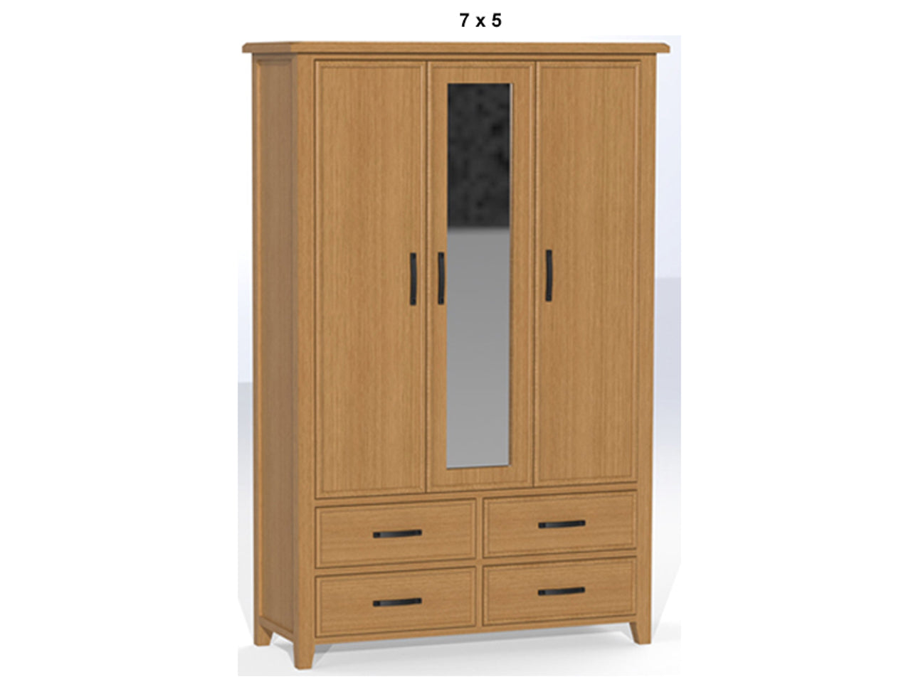 SYDNEYSIDE (AUSSIE MADE) 3 DOOR / 4 DRAWER MIRROR ROBE COLLECTION - TASSIE OAK COMBINATION - ASSORTED STAINED COLOURS - STARTING FROM $1899