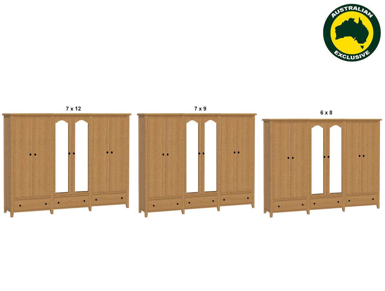 SYDNEYSIDE (AUSSIE MADE) 6 DOOR / 3 DRAWER WARDROBE WITH PICTURE FRAME COLLECTION - ASSORTED STAINED COLOURS - STARTING FROM $2999
