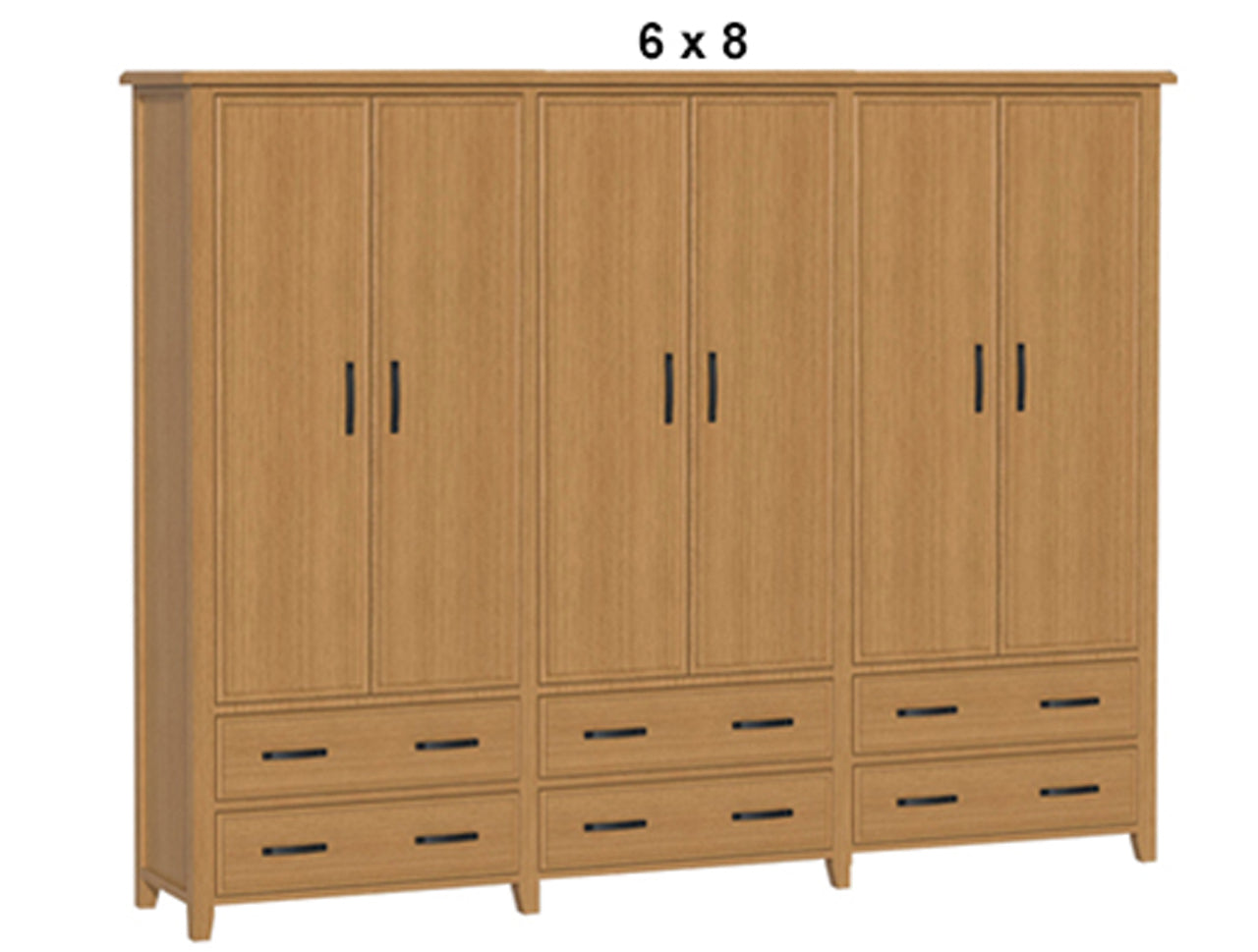 SYDNEYSIDE (AUSSIE MADE) 6 DOOR / 6 DRAWER WARDROBE WITH PICTURE FRAME DOORS (4 SECTIONS) COLLECTION - ASSORTED STAINED COLOURS - STARTING FROM $2399