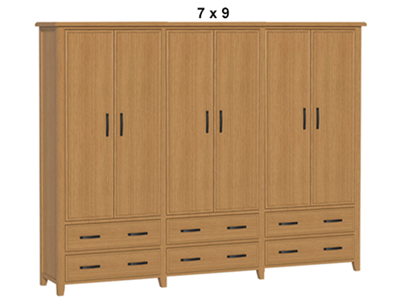 SYDNEYSIDE (AUSSIE MADE) 6 DOOR / 6 DRAWER WARDROBE WITH PICTURE FRAME DOORS (4 SECTIONS) COLLECTION - ASSORTED STAINED COLOURS - STARTING FROM $2399