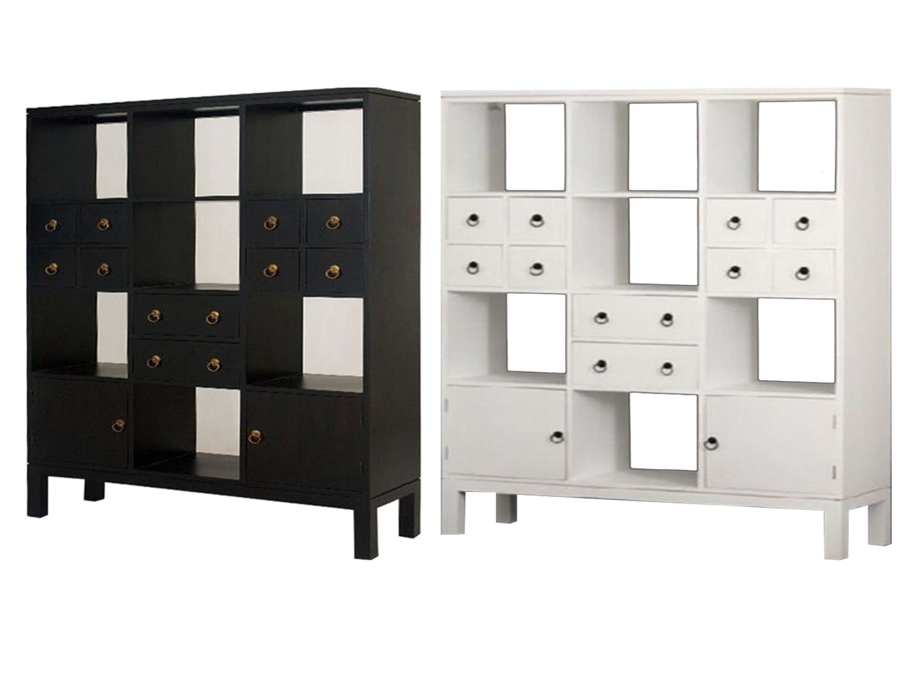 TASMANIA 2 DOOR 10 DRAWER ROOM DIVIDER COLLECTION - ASSORTED STAINED / PAINTED COLOURS