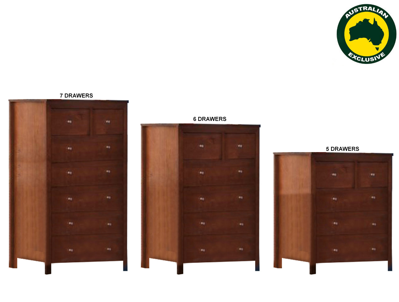 THOMAS (AUSSIE MADE) TALLBOY COLLECTION - ASSORTED STAINED COLOURS - STARTING FROM $899