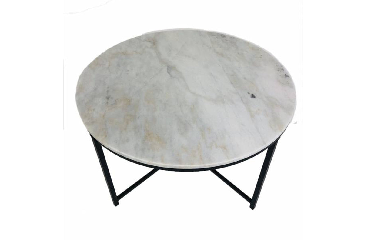 TOBY (E144558) COFFEE TABLE -  920(DIA) - BLACK / WHITE MARBLE
