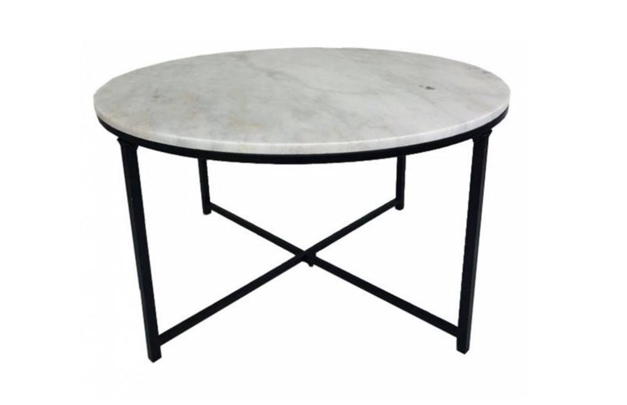 TOBY (E144558) COFFEE TABLE -  920(DIA) - BLACK / WHITE MARBLE