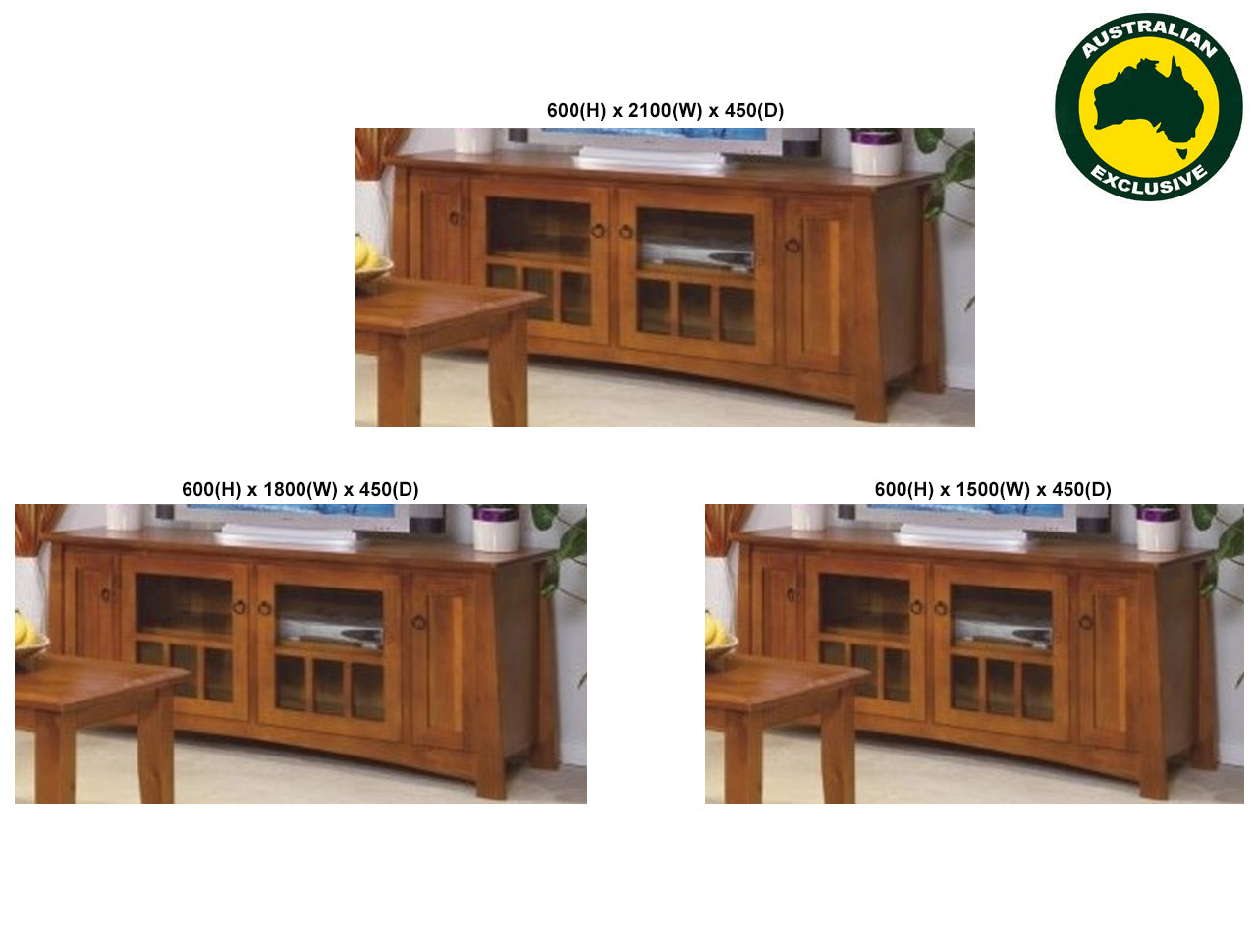 TOKYO (AUSSIE MADE) LOWLINE TV UNIT WITH TWIN PULL-OUTS COLLECTION - ASSORTED STAINED COLOURS - STARTING FROM $1099