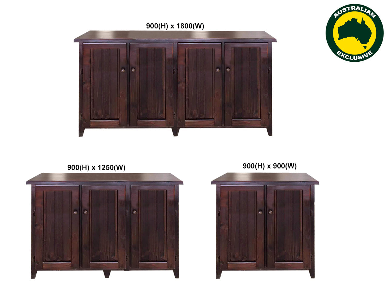 TOTTENHAM (AUSSIE MADE) FULL DOOR BUFFET COLLECTION - ASSORTED STAINED COLOURS - STARTING FROM $599