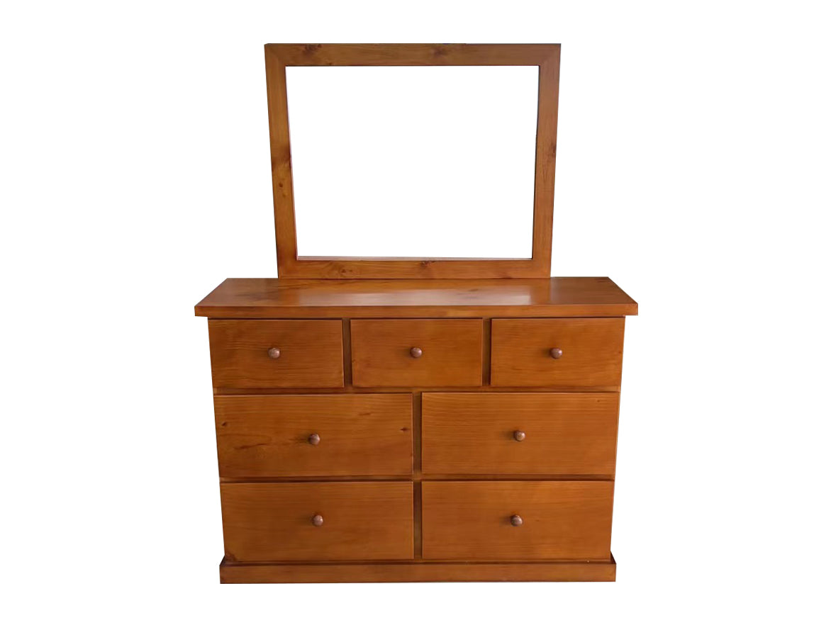 URBAN(AUSSIE MADE) FLAT TOP 7 DRAWERS DRESSING TABLE AND MIRROR - 1000(H) x 1400(W) - ASSORTED COLOURS