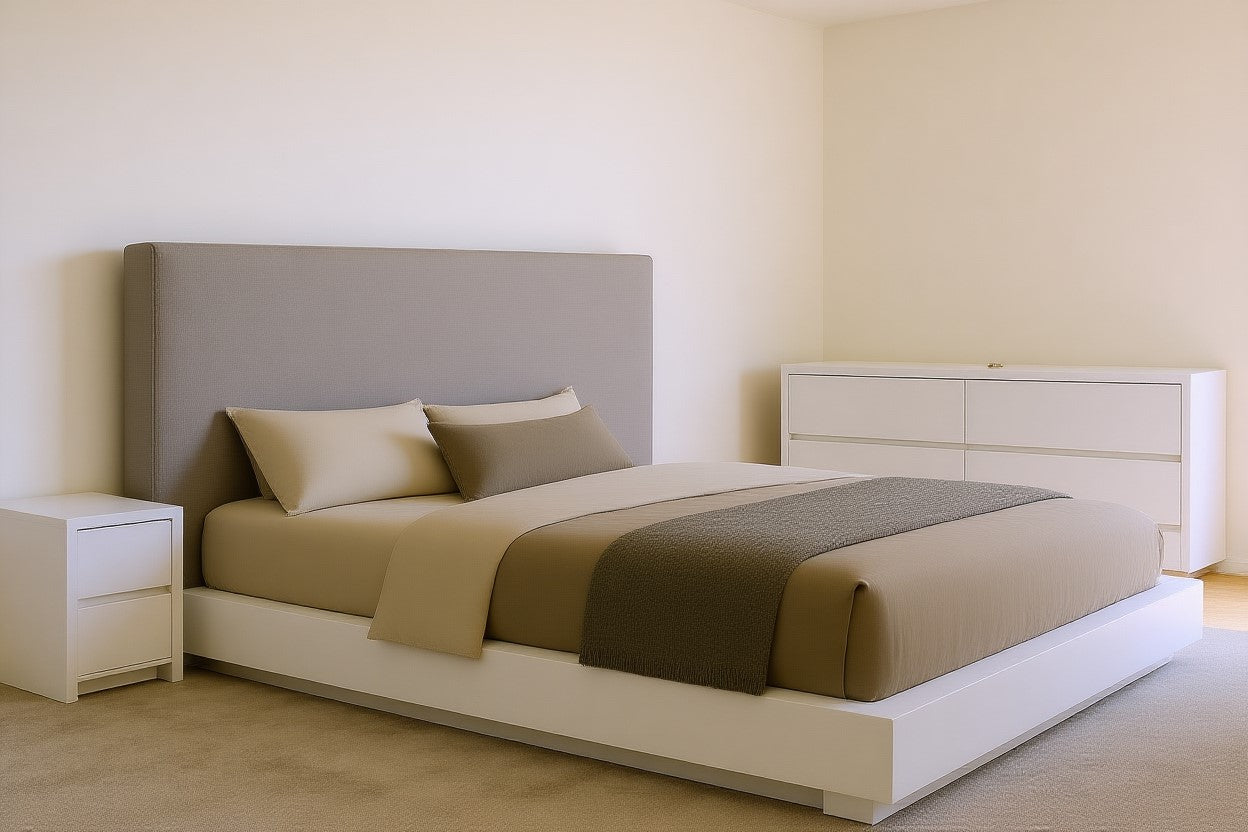 AVALON (AUSSIE MADE) FABRIC WITH TIMBER BEDROOM COLLECTION - ASSORTED STAINED COLOURS