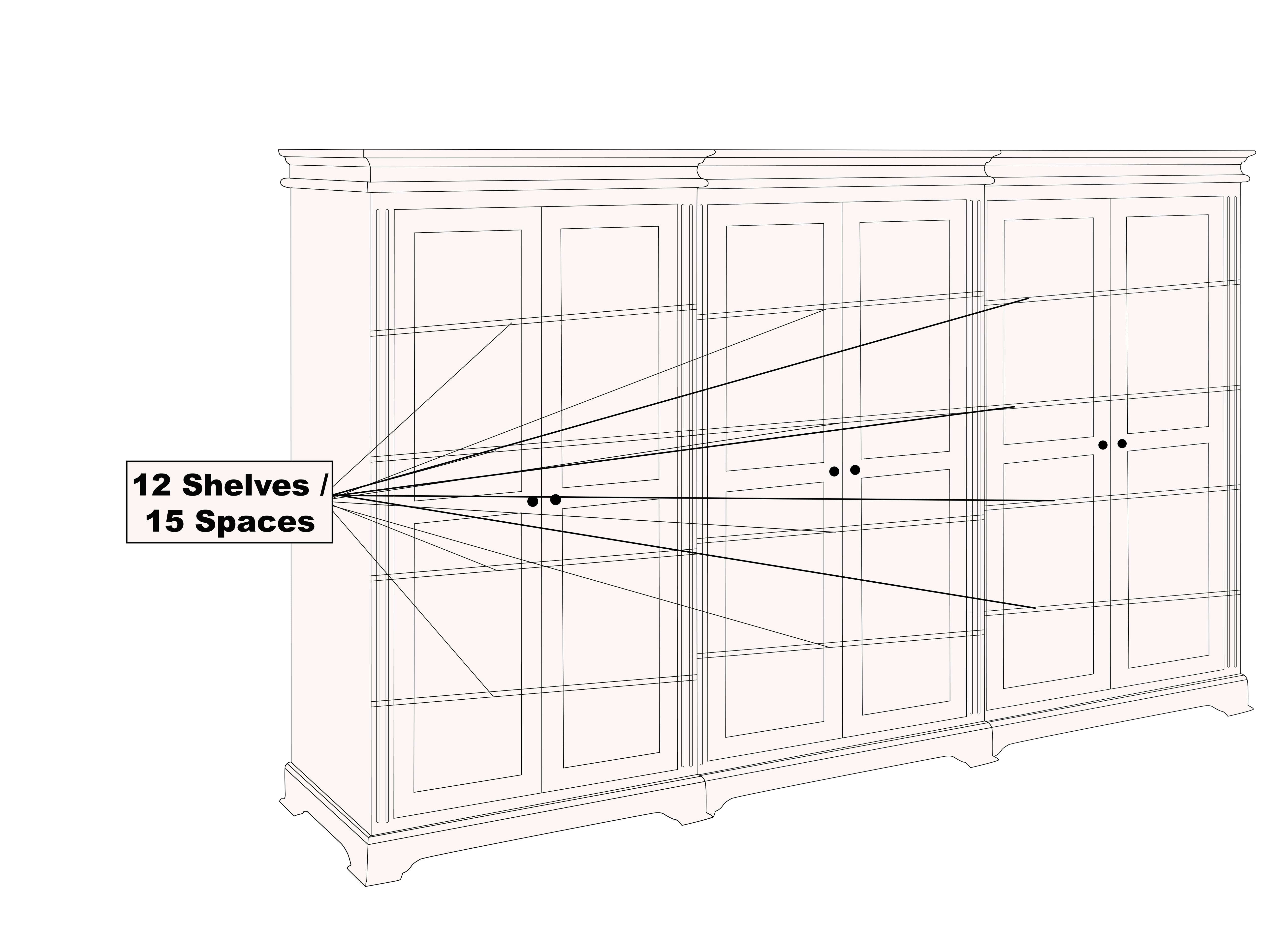 TORRIDGE (AUSSIE MADE) 6 DOOR PANTRY - 1850(H) x 2700(W) x 520(D) - (3 SECTIONS) - ASSORTED STAINED COLOURS